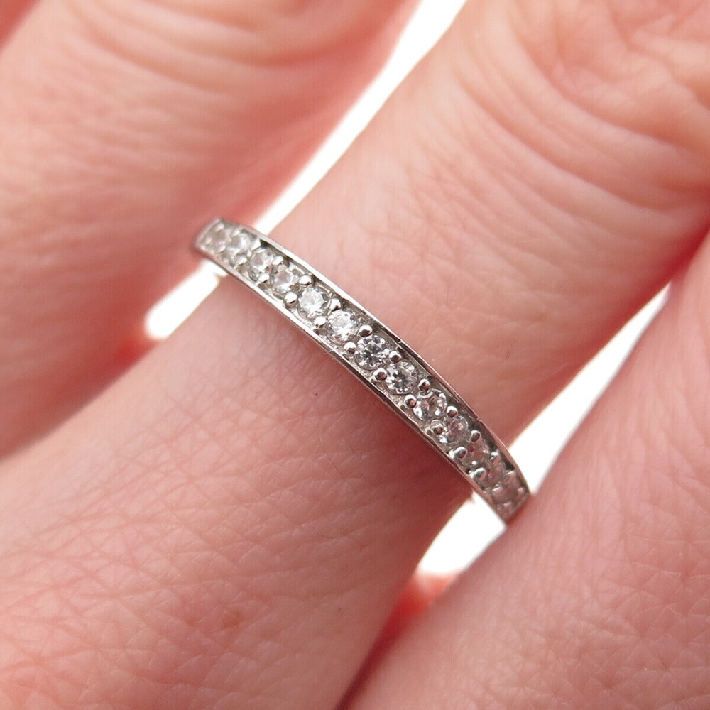 925 Sterling Silver Round-Cut C Z Half Eternity Band Ring Size 7